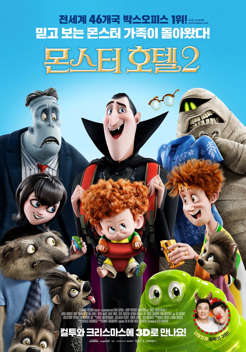 <연말연초 국내개봉 애니메이션> #3 몬스터 호텔2 날짜:2015년 12월 24일 제작:소니 픽쳐스 감독:젠디 타타코브스키 출연:우아담 샌들러, 셀레나 고메즈...