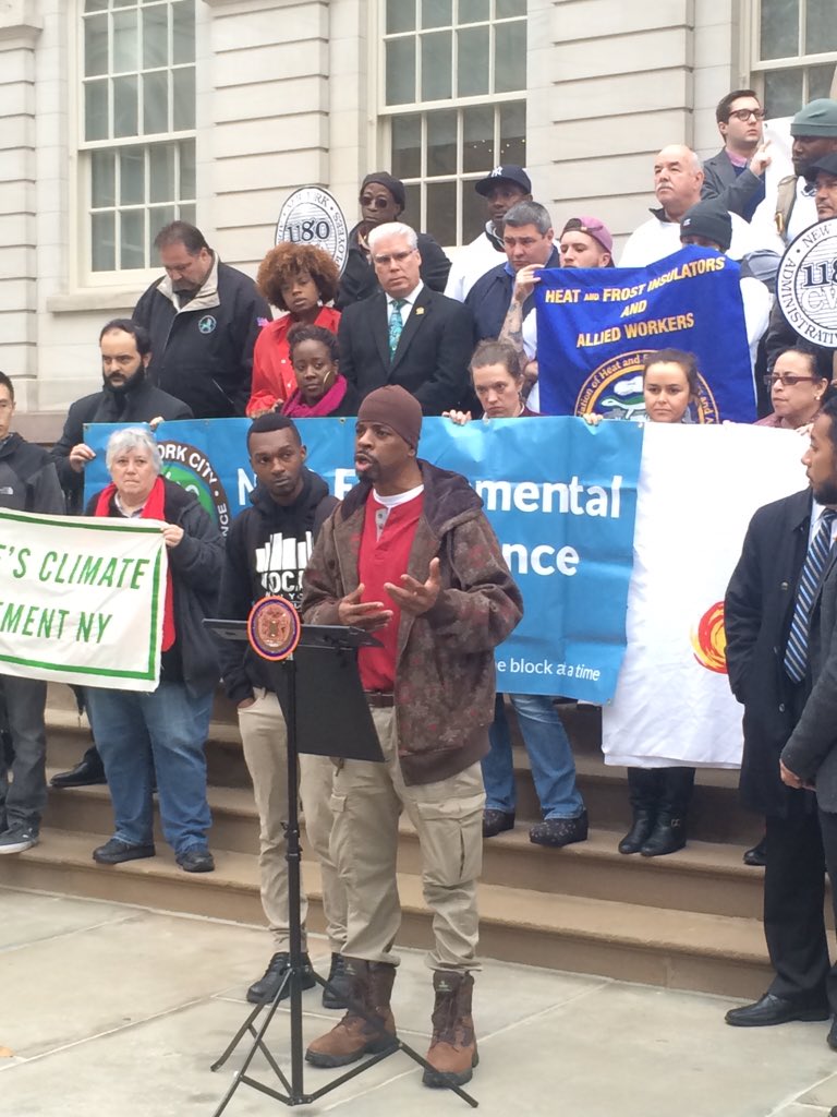 VOCALNewYork's tweet photo. VOCAL leader Nathaniel advocating with #ClimateWorksForAll for good, union jobs in our communities https://t.co/JZtjYKOwTh