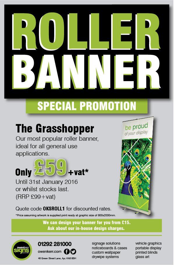 Owen Kerr Signs On Twitter Roller Banner Special Promotion Now
