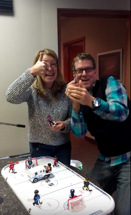 EmilyARendell's tweet photo. Mark having his dreams come true on @TheGrand929 as his @Playmobil NHL team #torontomapleleafs win the Cup! https://t.co/PBaiOhTgbM