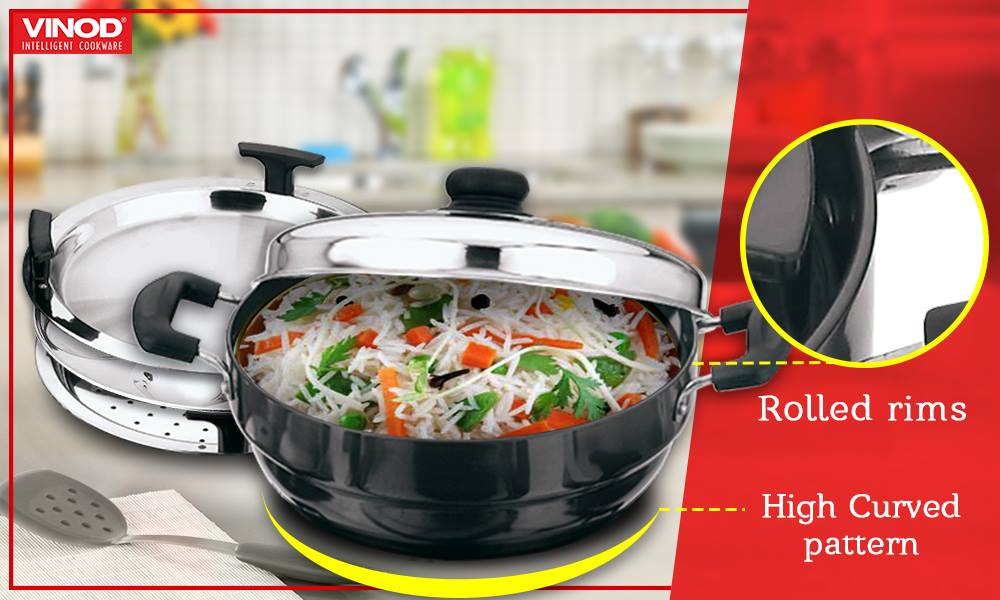 Vinod_Cookware's tweet photo. #MultiKadai is given a high curved pattern with hard anodized finish that ensures minimum spillage and durability https://t.co/1ycYifPL8y