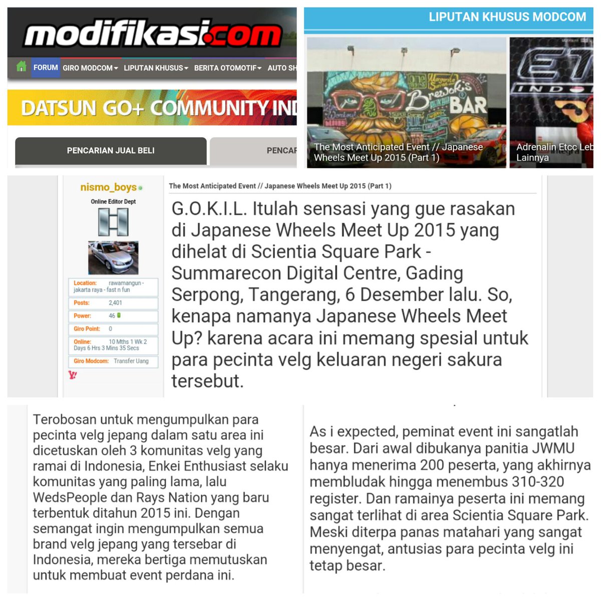 JWMU coverage by <a href="/Modifikasicom/">Modifikasi.com</a> 
modifikasi.com/showthread.php…
Part 2 : modifikasi.com/showthread.php…
#JWMU
#JapWheelsMeetUp2015