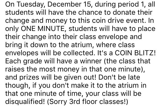 MorningRush107's tweet photo. Hey RHSS! Bring in any donations you have for our 1st period Coin Drive tomorrow! #hansenshomeforsyria https://t.co/8bd2f8AZqU