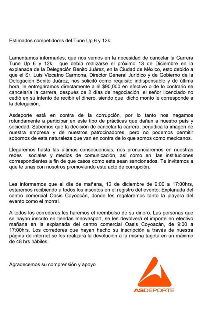 PamCerdeira's tweet photo. Antonio Alvarez de #Asdeporte habla de la cancelación de la carrera #TuneUp 
Aquí ambos comunicados
RT https://t.co/P65h2X8Dj9