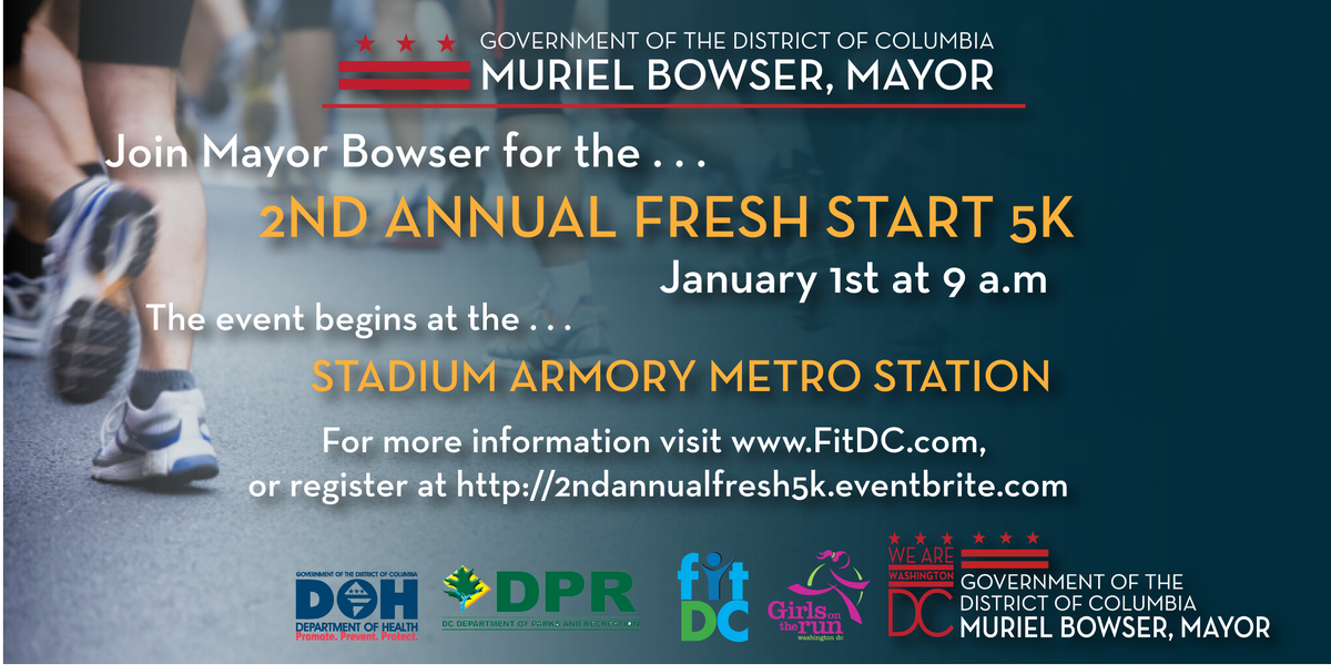 MayorBowser's tweet image. We&apos;re only a couple weeks away from the 2nd Annual Fresh Start 5K! I hope you&apos;ll join me. bit.ly/1QpnUB9