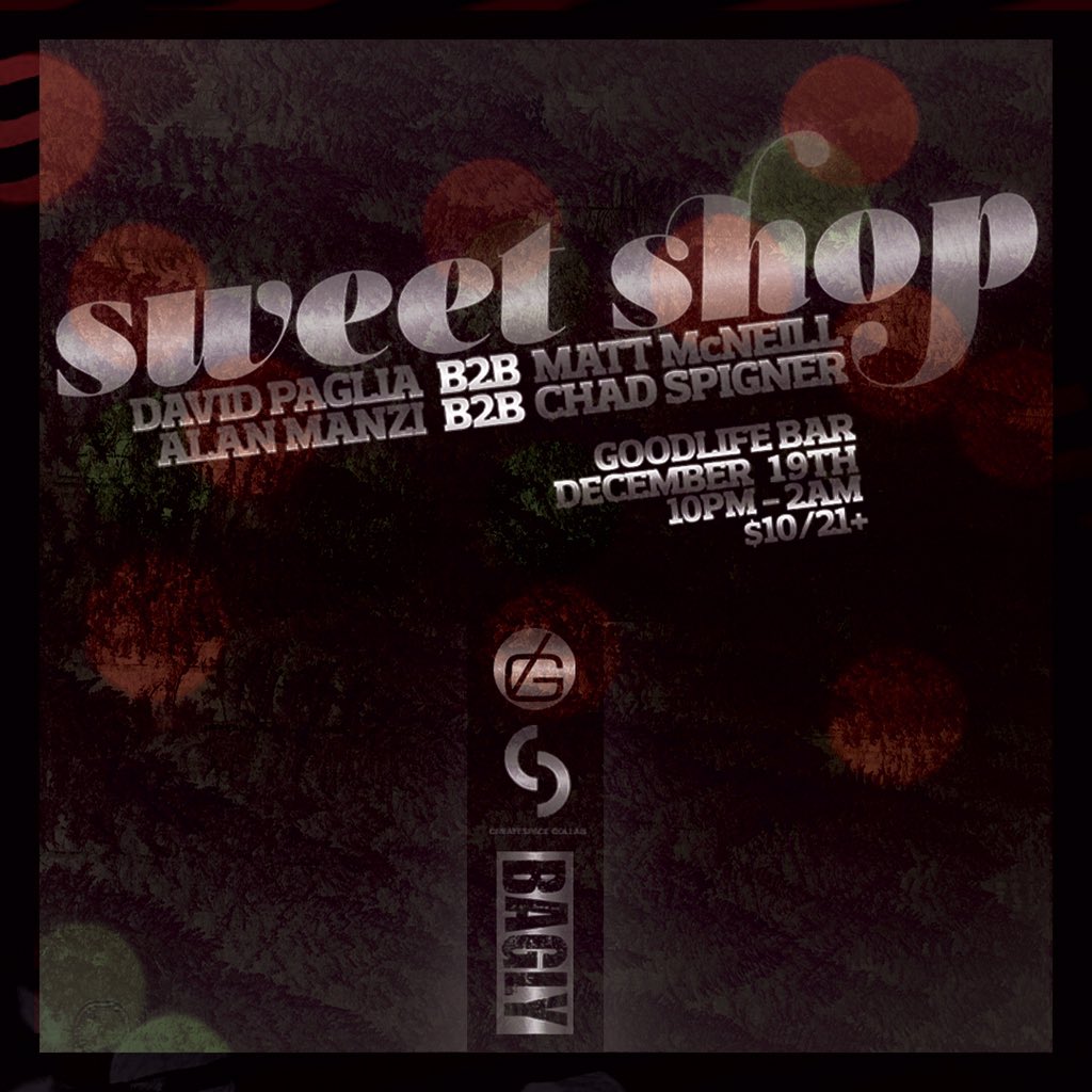 Fundraiser for BAGLY this Saturday w/ beats provided by MATT MCNEILL, DAVID PAGLIA &amp; CS, ALAN MANZI + DJ KNIFE!