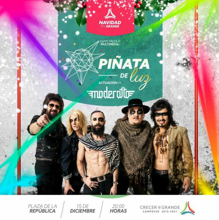 trccampeche's tweet photo. Asiste este martes 15 de diciembre al espectáculo multimedia #PiñataDeLuz con @moderatto #PlazaDeLaRepública #8pm https://t.co/RRnNsmmwh2