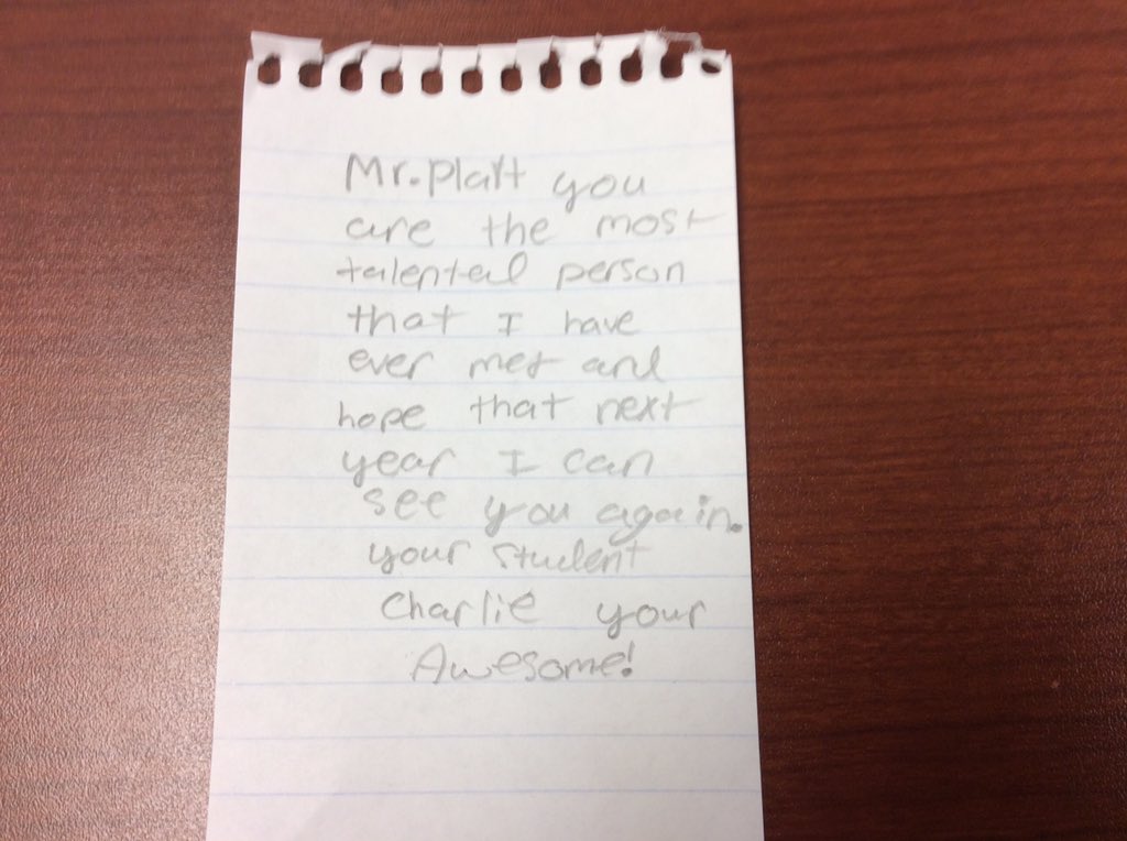 PlattsMVPs's tweet photo. Sweet note to start out my week. https://t.co/26Y68QWWq7