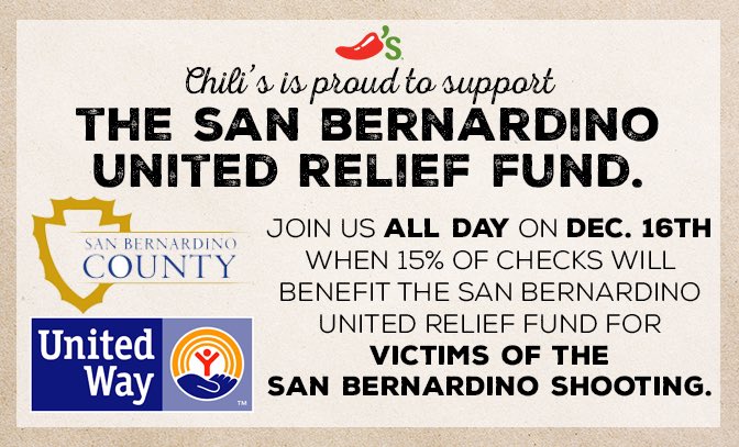 htu_sd's tweet photo. Visit your local Chilis Wednesday Dec 16th to support! 🇺🇸🙏💪 #chilislove @LBennecke https://t.co/L86XyDZPGI