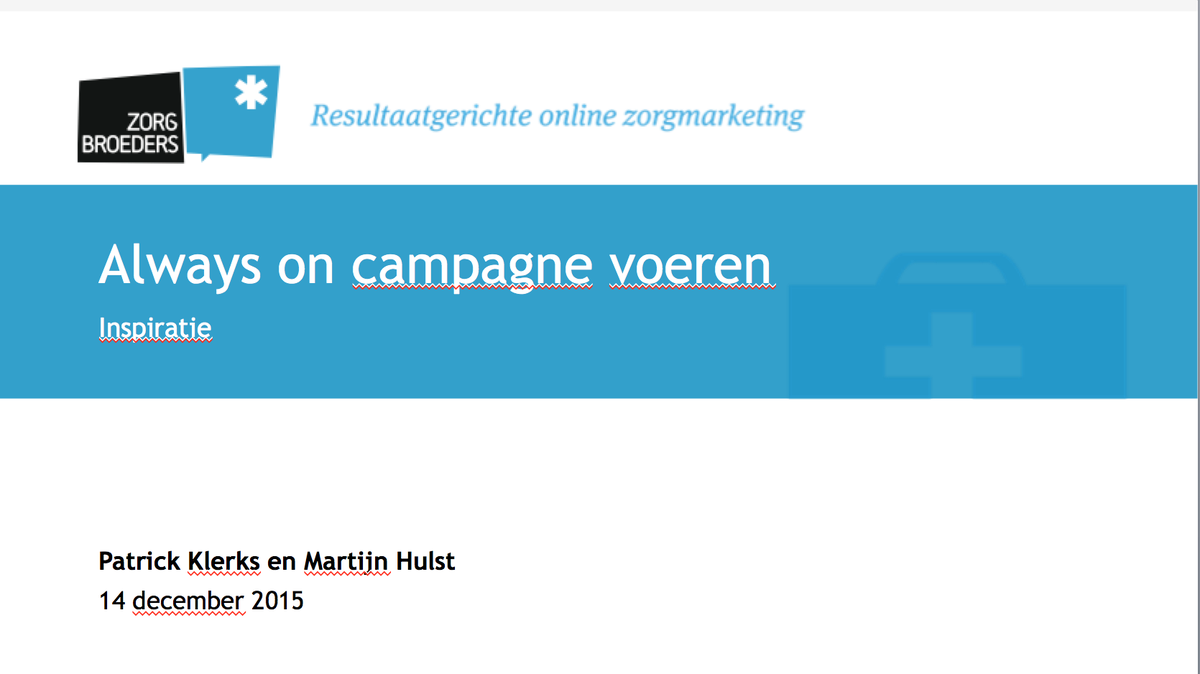 Kan je binnen 3 uur een campagne in de zorg starten? Jazeker! Na inspiratiesessie weten o.a. <a href="/kwf_nl/">KWFKankerbestrijding</a> en <a href="/hetAVL/">Antoni van Leeuwenhoek</a> dat