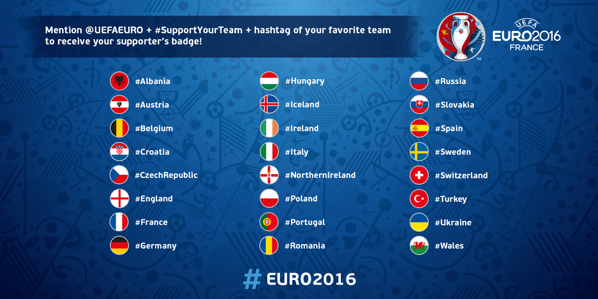 Euro 2020 Hashtags
