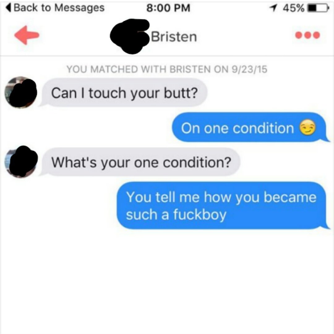 Tinder_Creeps's tweet photo. Can I touch your butt? #tindercreeps #tinder https://t.co/rAJCeHQ4hb