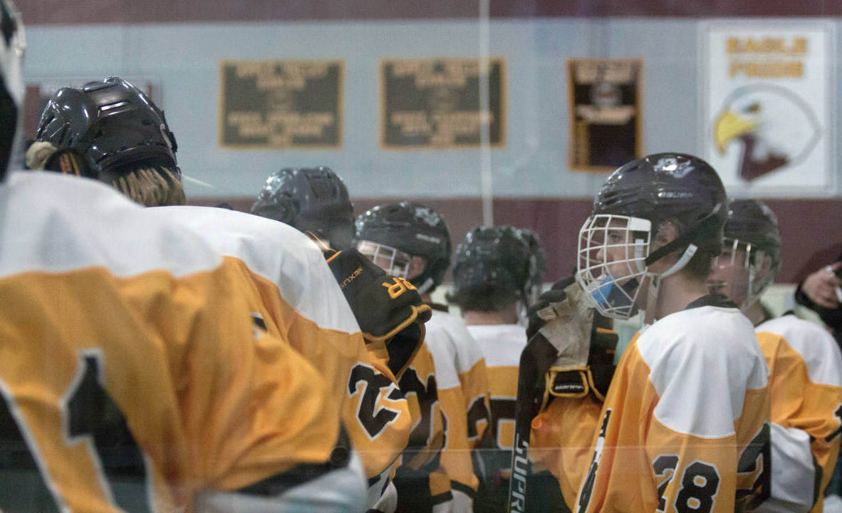 AVHSAthletics's tweet photo. @AVHSBoysHockey hosts defending state champion Lakeville North tonight.  #GoldTradition #Eagles https://t.co/2quXdwqlw2