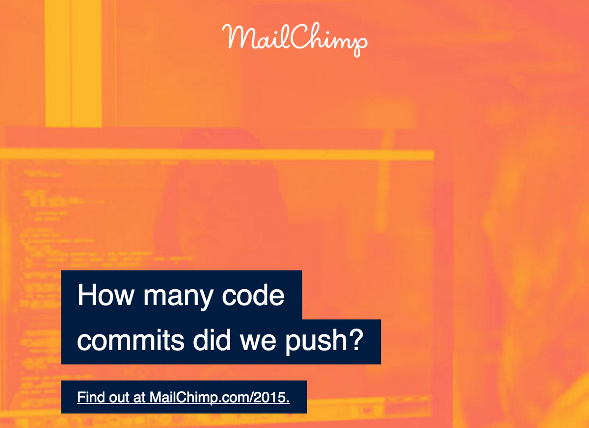 johnwromano's tweet photo. Best annual report ever, @MailChimp 203B emails sent? https://t.co/Z7aBcWrvAu https://t.co/r0KNJ9TxLl