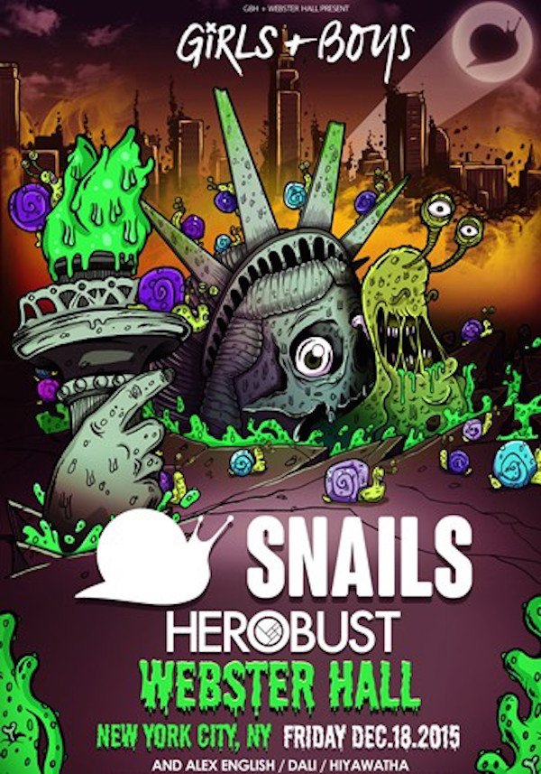 .<a href="/WebsterHall/">Webster Hall</a> will become #SlugzCity this Friday when <a href="/snailmusic/">SNAILS 🐌🐌</a> + <a href="/Herobust/">HEROBUST</a> come through: bit.ly/1jYS5Re