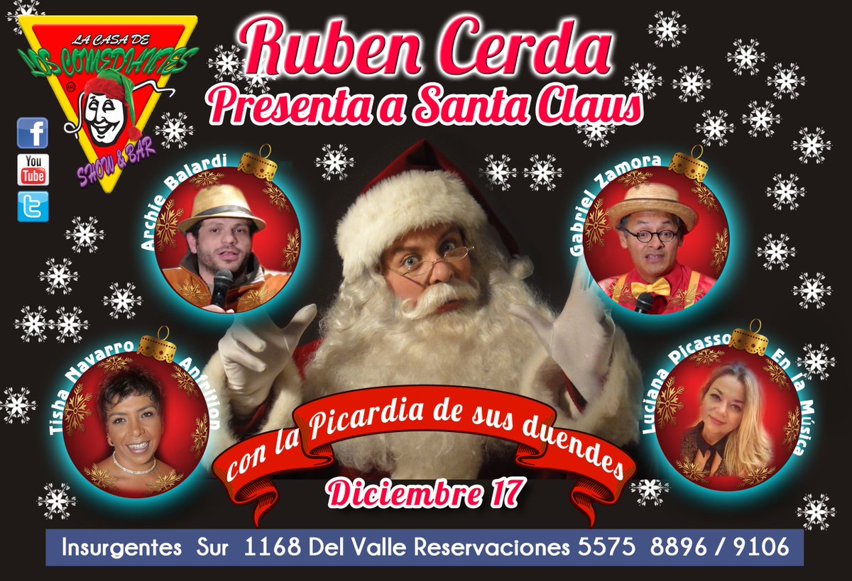 comediantesmx's tweet photo. Picardía y buen humor este 17 Dic 9pm #AmigosdeSanta No te los pierdas @SantaClausTv @archiebalardi #GaboGabo https://t.co/KB5HWOozMx