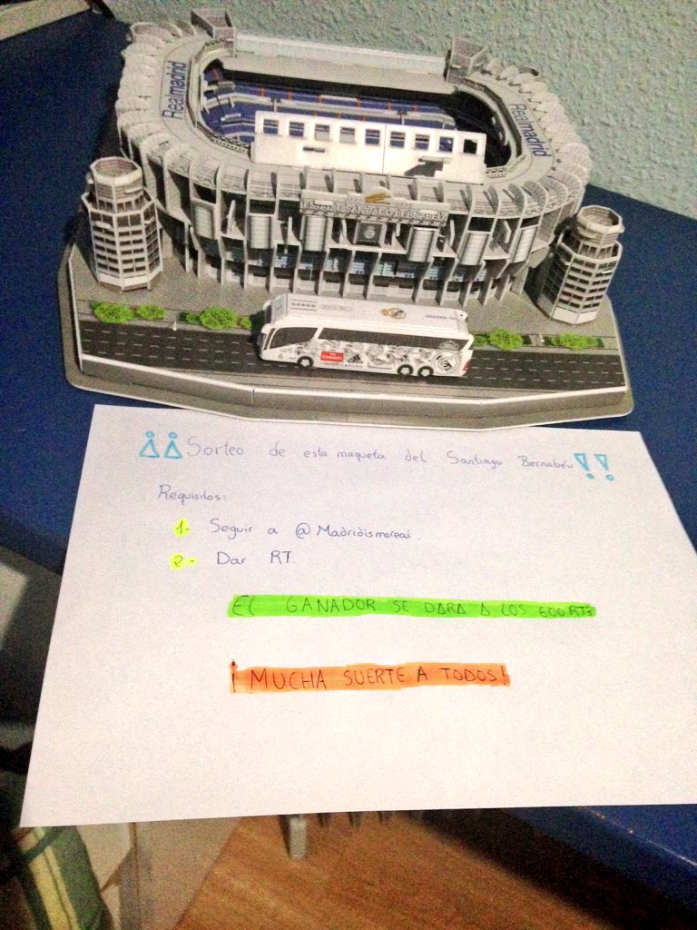 MadridismoreaI's tweet photo. ¡SORTEO DE ESTA MAQUETA DEL SANTIAGO BERNABÉU! 

Requisitos: 
1- Seguir a @MadridismoreaI .
2- Dar RT a este tuit. https://t.co/Od1uO6BmNk
