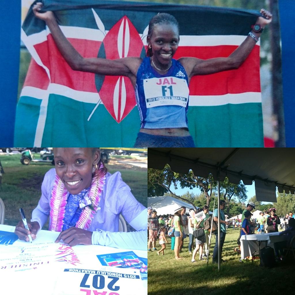 Joyce Chepkirui enjoying her time in #HonoluluMarathon's Champions' Corner. #sports #marathon #TeamAdidas #boost