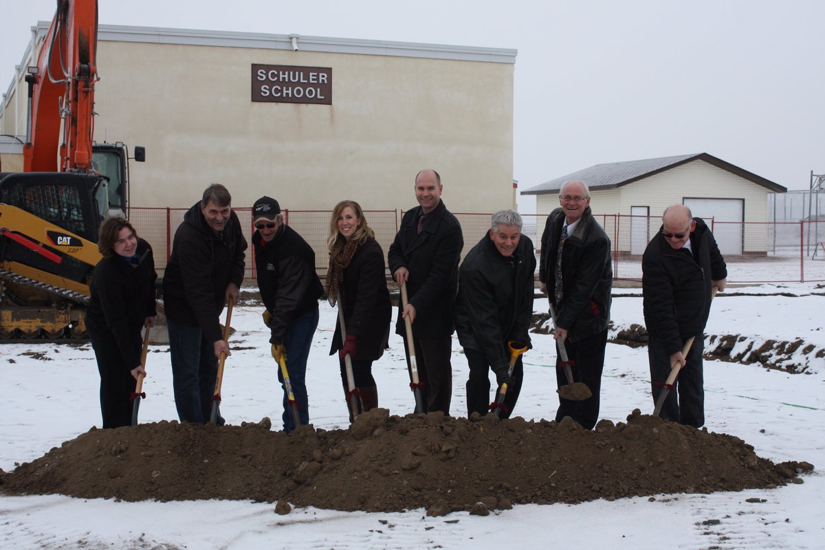 PrairieRoseSD8's tweet photo. P1: Schuler School holds official ground breaking ceremony for new replacement school. #prsd8 #abed @schulerschool1 https://t.co/Y0owei9S9N