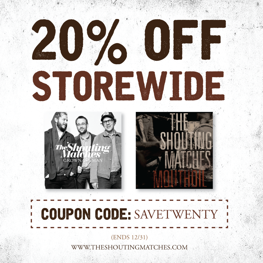 shoutingmatches's tweet photo. 20% off everything in our web store! Holiday savings now thru 12/31. Use code "SAVETWENTY". https://t.co/UF5sfiMrlE https://t.co/Cb7imU2e36