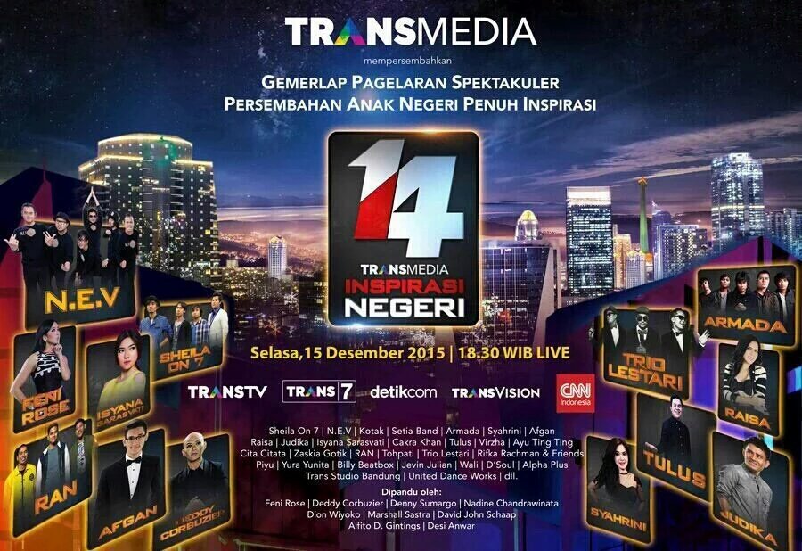 Halo guys! jangan lewatkan performance dari <a href="/isyanasarasvati/">Isyana Sarasvati</a> di HUT Trans Media ke14 malam ini ya