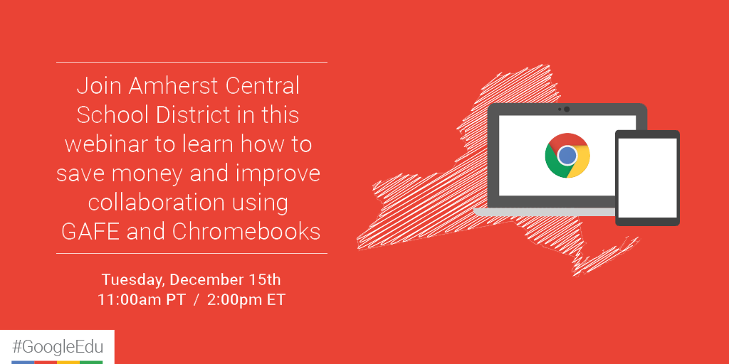 GoogleForEdu's tweet image. Tune in tmrw to hear all about how this NY school improved student learning with #ChromeEdu goo.gl/B0mA7g