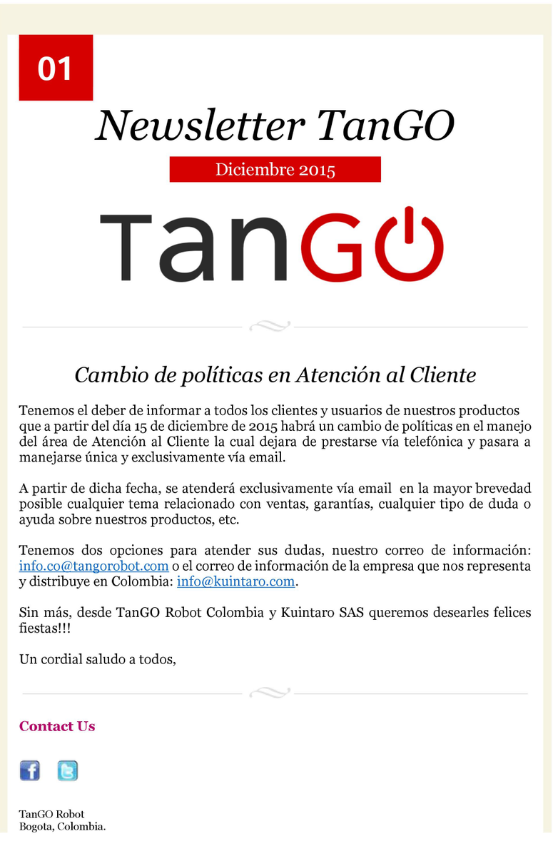 TanGoColombia's tweet photo. Buenas tardes, les dejamos una información importante sobre un cambio en nuestra política de Atención al Cliente. https://t.co/4Hhmpmkmvg