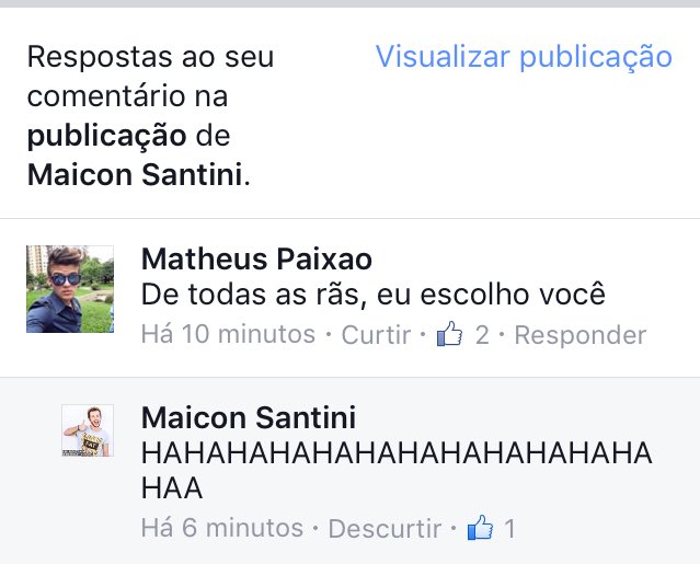 PerolasdoMaicon's tweet photo. Sabe como eu estou agora? Meu deussssssss @maiconsantini primeira vez em séculos ele respondeu no face USHSHSHS https://t.co/xmuXcaMMbW