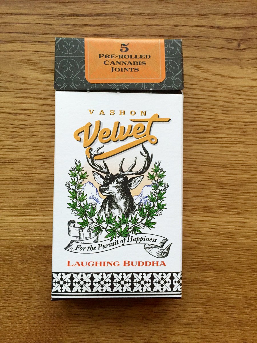 headset_io's tweet photo. Moving product: Vashon Velvet Laughing Buddha. A new classic! #WA #cannabis #prerolls @VashonVelvet https://t.co/znnYv1Ezhy