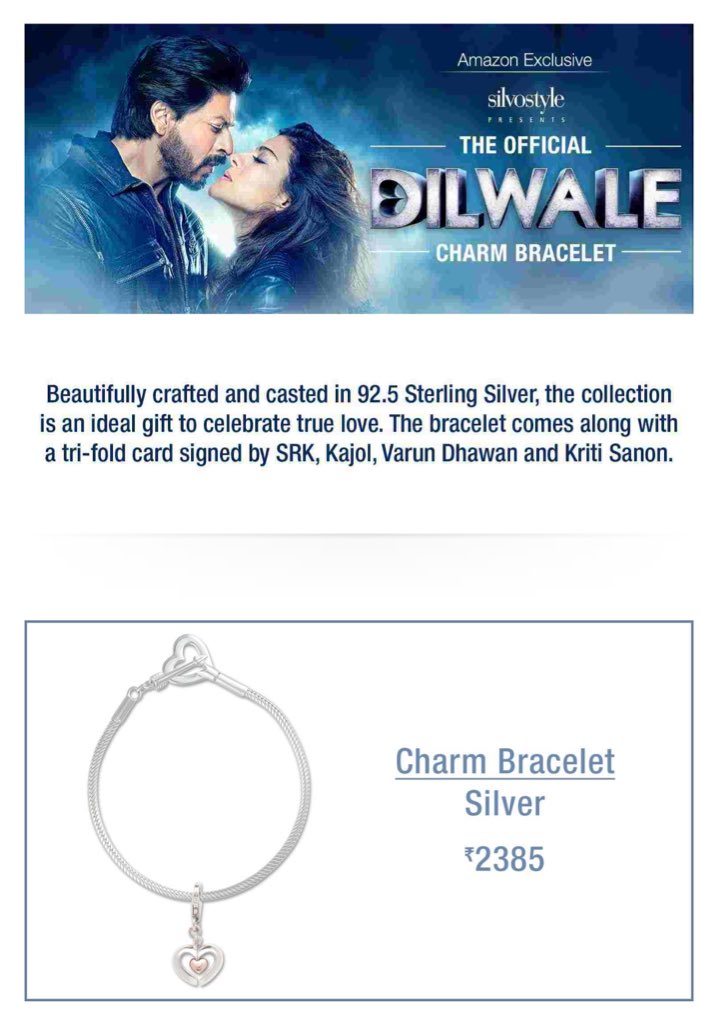 ♡♔SRKCFC♔♡™ on X: Get yours now- official #Diwale Charm Bracelet  exclusively from @IN Wear a memento of #Dilwale always ❤️   / X