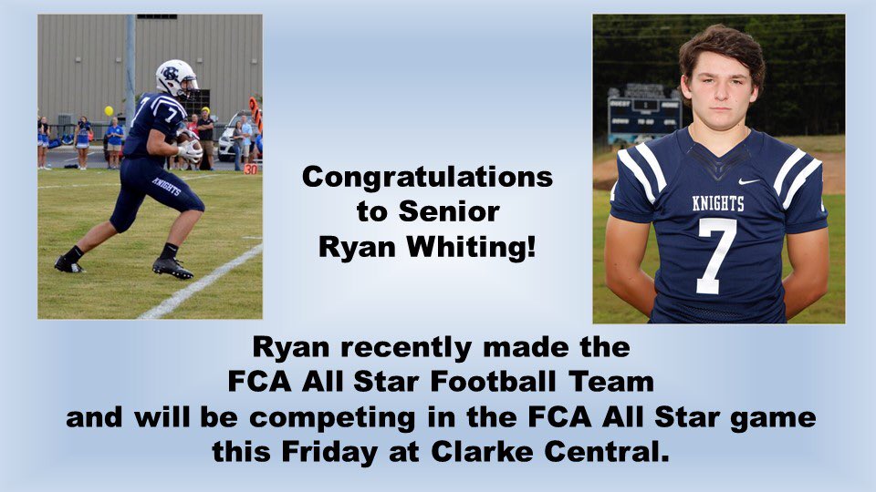BCASection's tweet photo. Congratulations to Ryan Whiting for making the FCA All Star team!! 🏈🎉 https://t.co/8cVagdRFvO