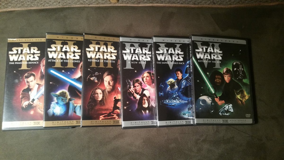 offsparkz's tweet photo. Think I'll watch them all b4 Friday! #TheForceAwakens #StarWars #TheForce #lukeiamyourfather @starwars https://t.co/VN7XJMeAUy