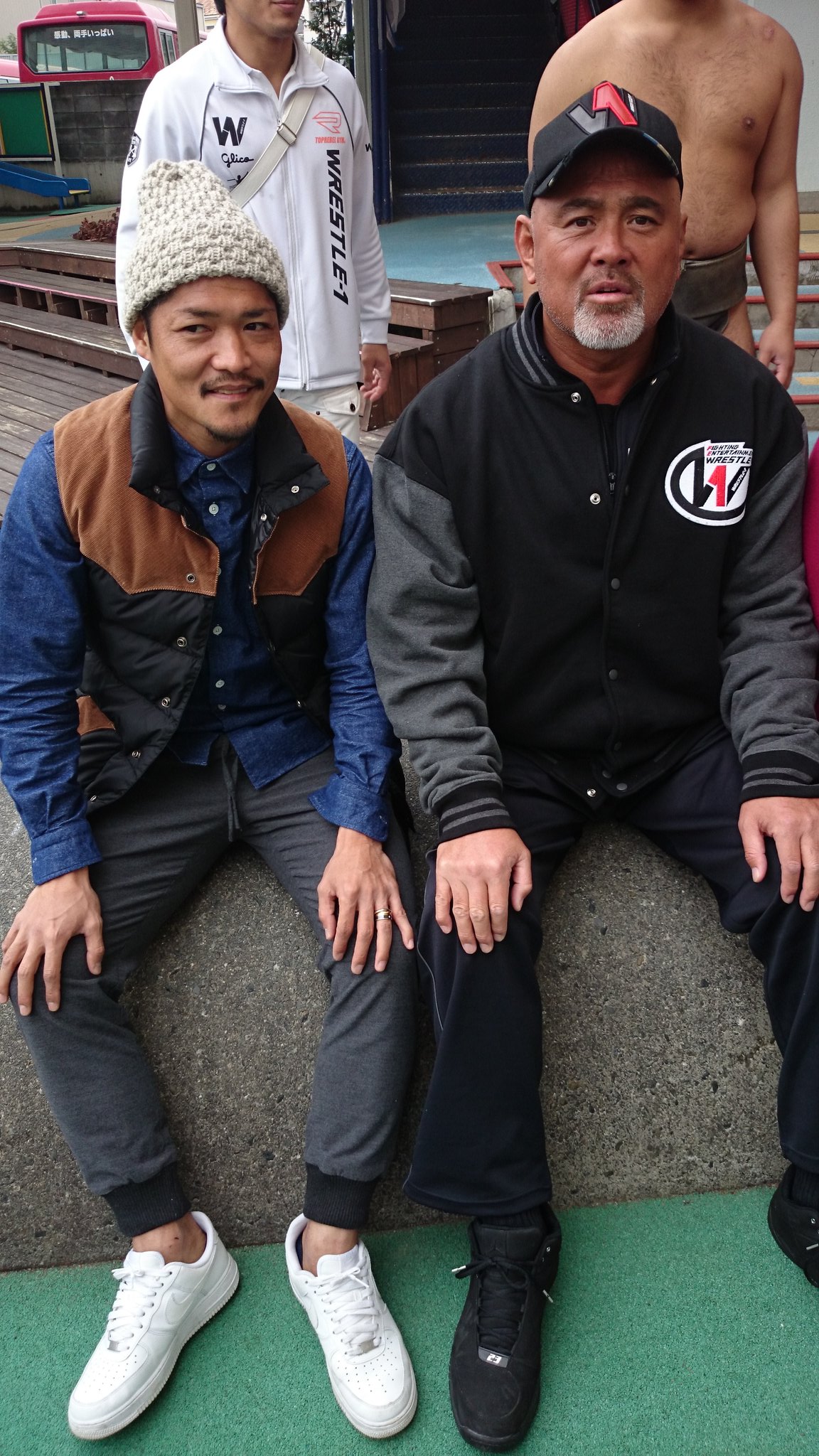 武藤 敬司 子供の幼稚園繋がりで サッカーの大久保嘉人さんとツーショット T Co Kttkimerrc Twitter