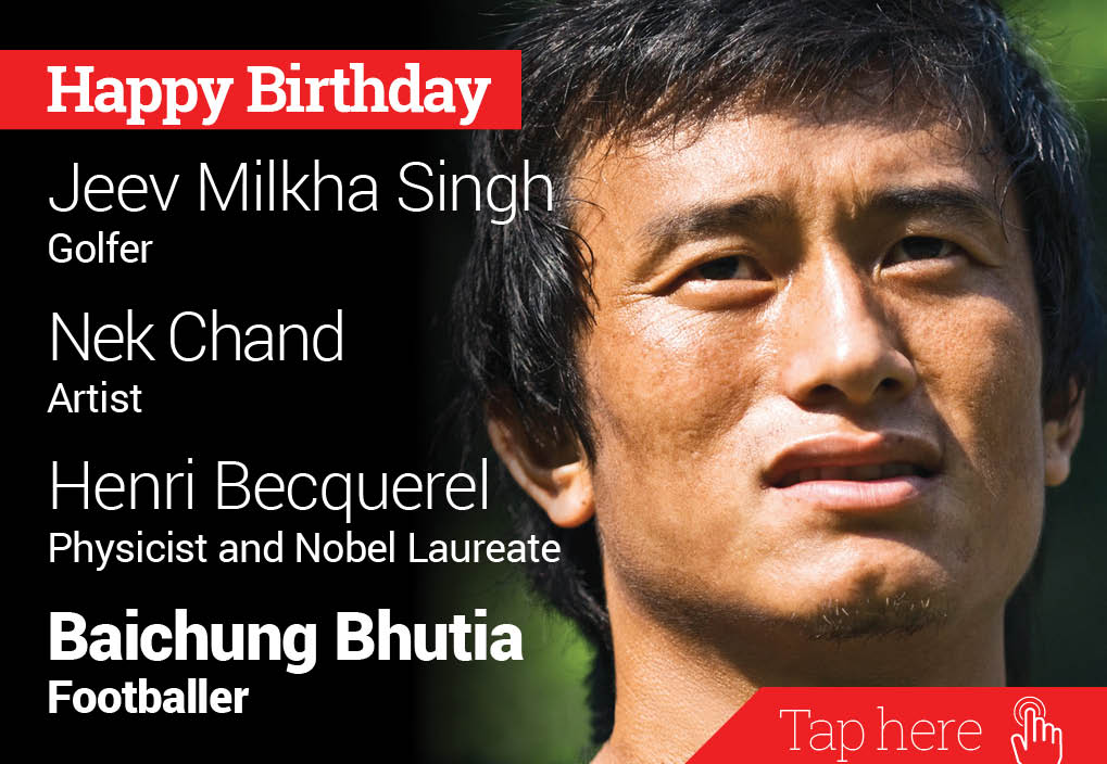 Happy Birthday Jeev Milkha Singh, Nek Chand, Henri Becquerel, Baichung Bhutia 
