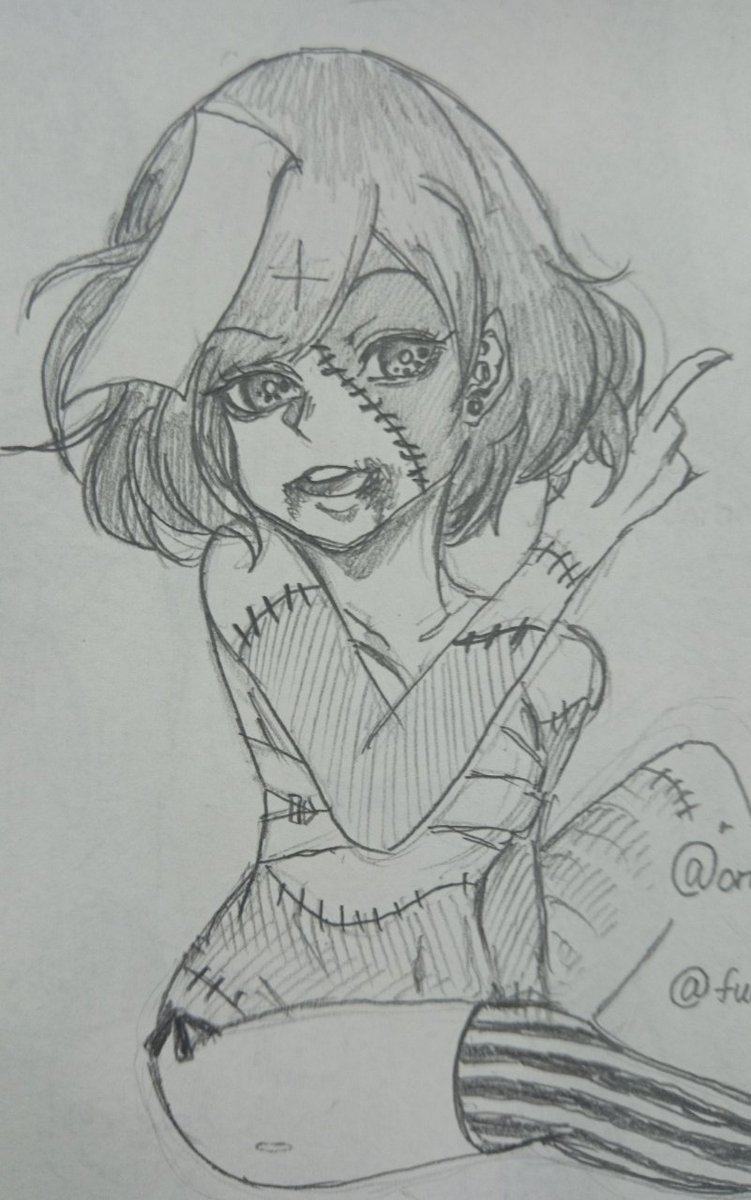 【@orangeNana_0617】 りのえさんちの子を描かせてもらった🙇むずかしい😣 ゾンビっ娘ちゃんは若干デフォルメ 