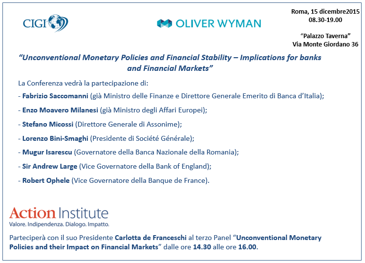 ActionItalia's tweet photo. #monetarypolicy + #unconventionalfinance + #finstability today with #ActionInstitute @OliverWyman and CIGI in #Rome https://t.co/rFp6i3XdsA