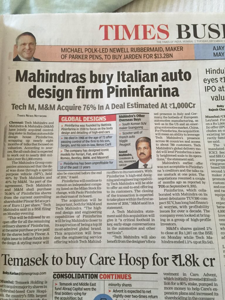 samiranghosh's tweet image. India on the center stage of global #automobiledesign all thanks to .@anandmahindra. Great step for #MakeInIndia