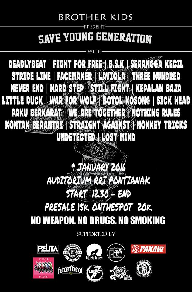 straightagainst's tweet photo. Brother Kids Present Save Young Generation
09 January 2016 Live At Gedung Auditorium RRI https://t.co/RU93q0q6Jk