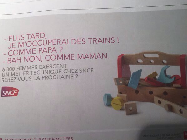 DominiqueCrochu's tweet photo. #EgalitéHF : Bravo la @SNCF ! Message fort 👍🏼  ! RT @Cathalapointe c @So_lenne @ladonzelle @Garconne_Mag https://t.co/s3ppW7sVnw