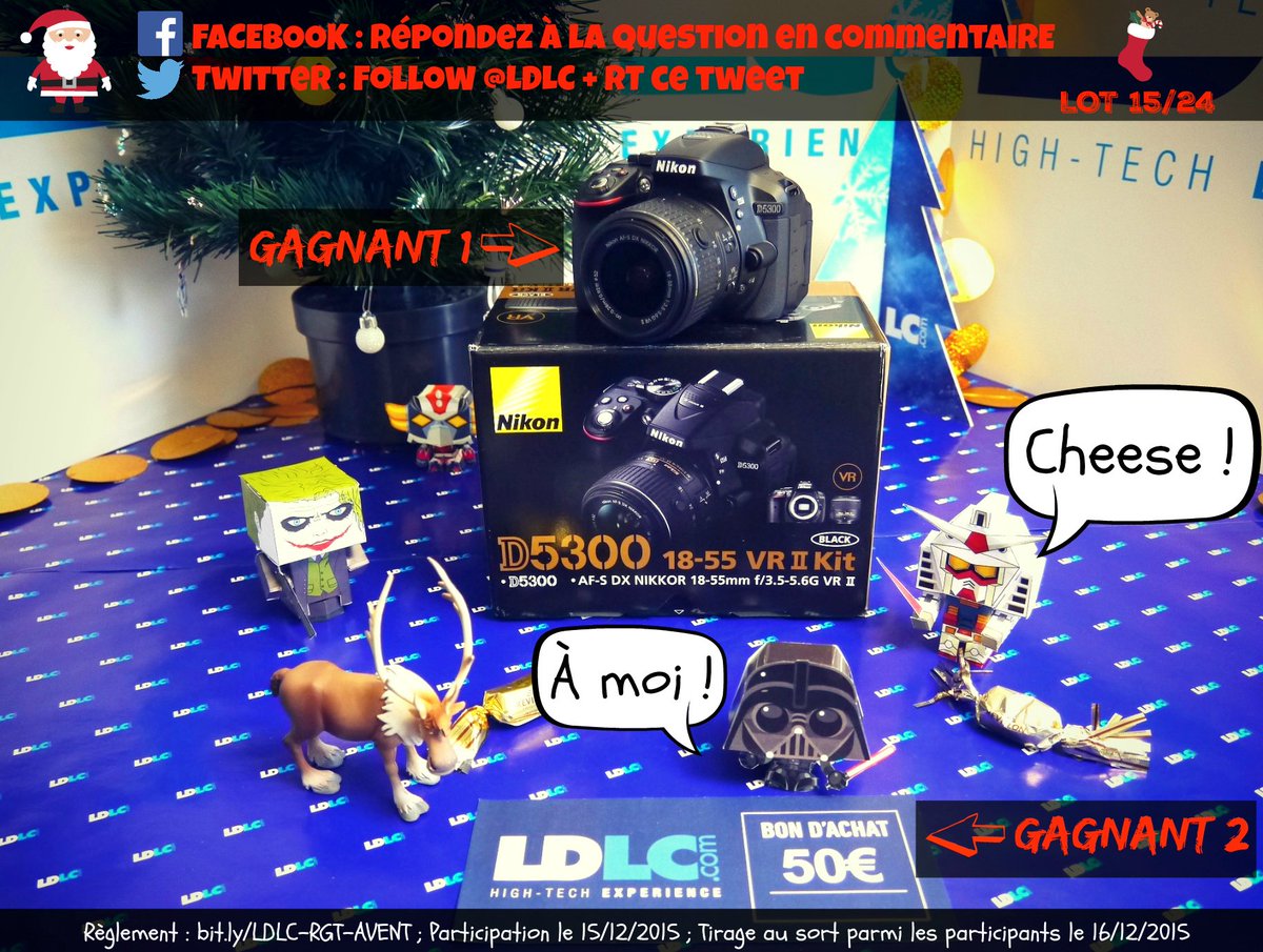 LDLC's tweet photo. #TraineauLDLC 🎄 [15/24] À gagner aujourd'hui 📷 Nikon D5300 + AF-S DX NIKKOR 18-55mm VR II 👉 https://t.co/qkX5tQTP9F https://t.co/9d3snIGLux