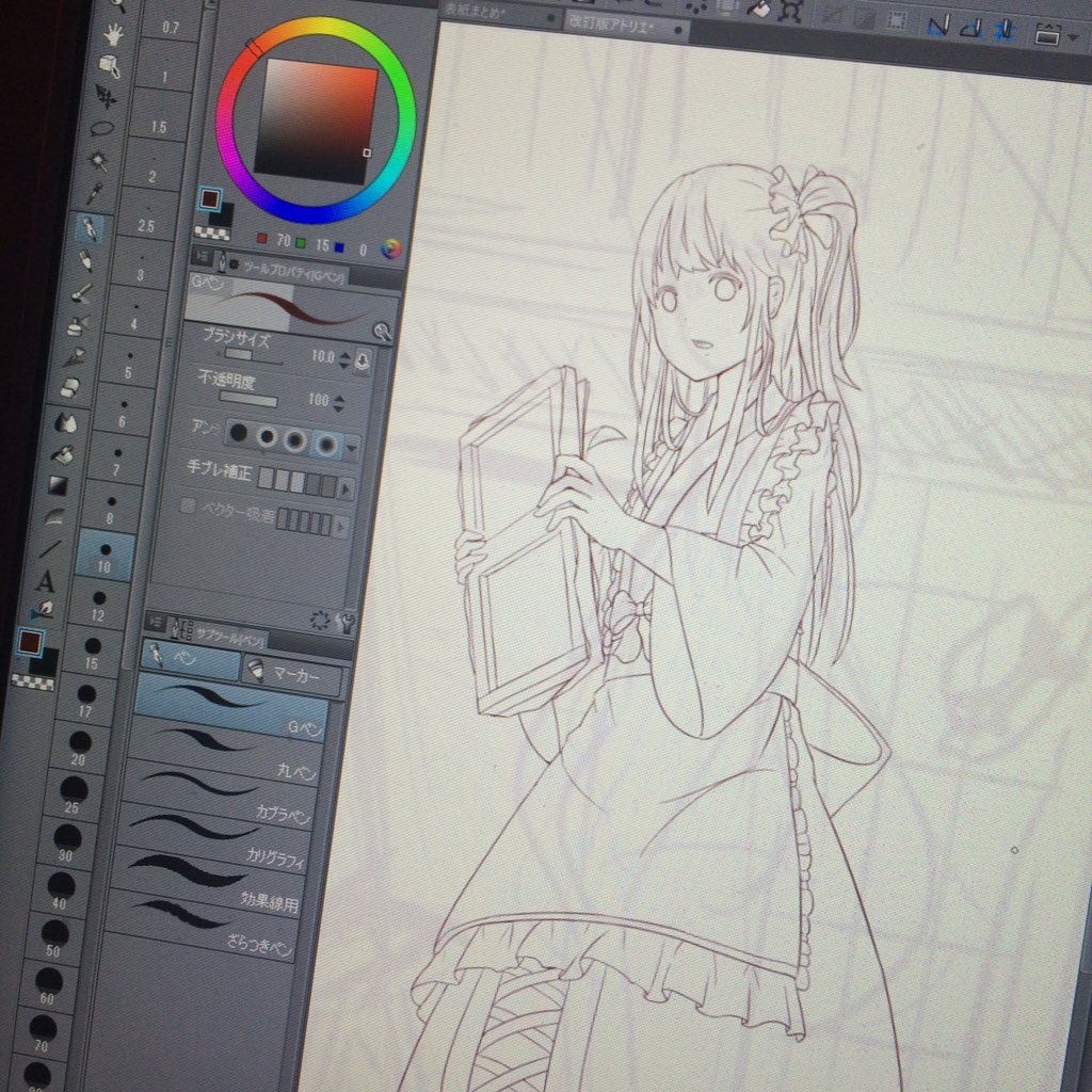 最近ツイッター始めた母が、いつも良くしてくれてる絵描きさんと絡んでて、インターネット凄いなと感心しながら描いた線画。 