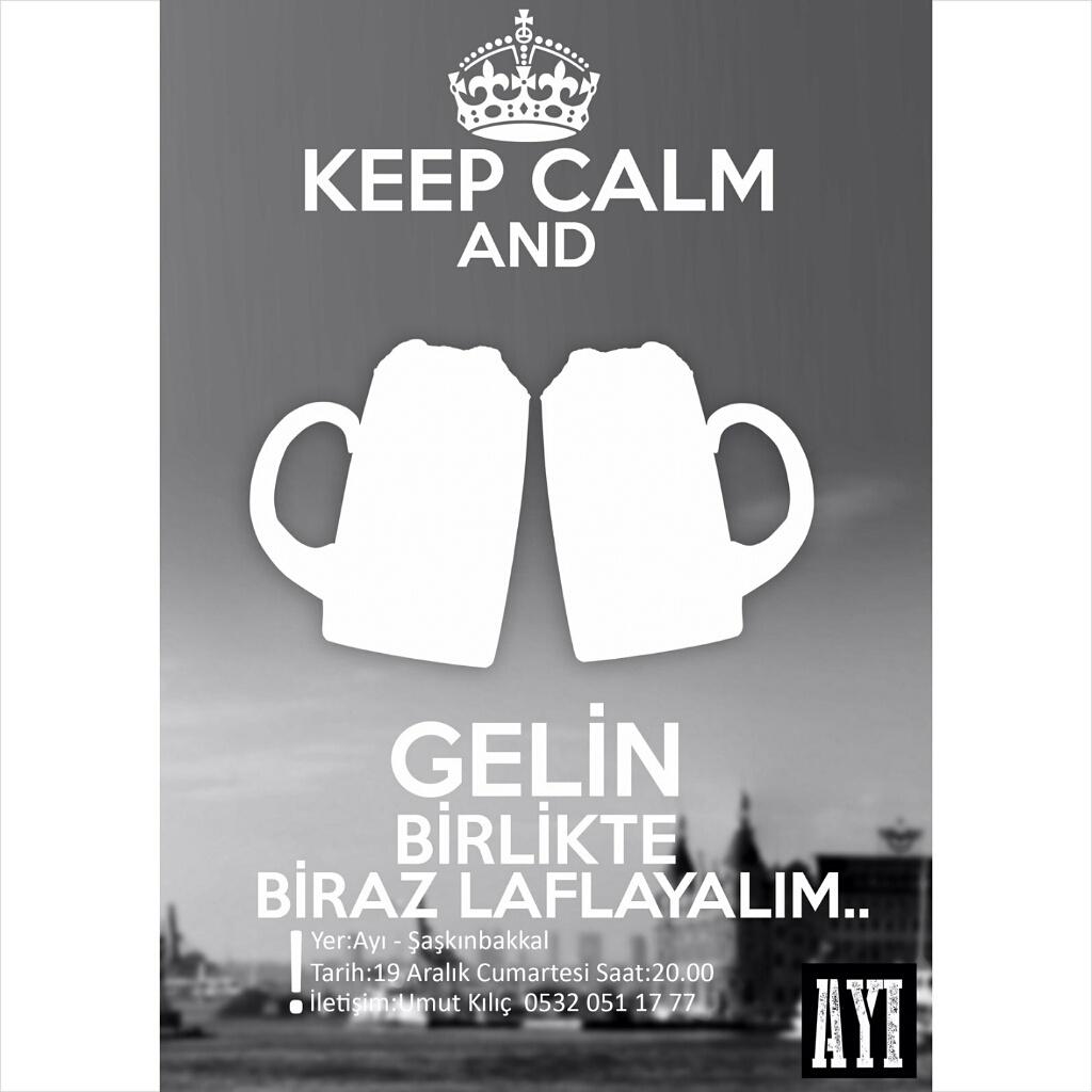 19 Aralık Cumartesi akşamı Şaşkınbakkal Ayı'da saat 20:00de toplanıyoruz.Bizler orada olacağız sizleri de bekleriz:)