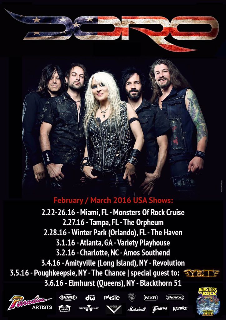 DoroOfficial's tweet photo. US Shows in 2016! @MonstersCruise East followed by FL, GA, NC and NY. #diehardDorofans https://t.co/WQ2uG5DNBk