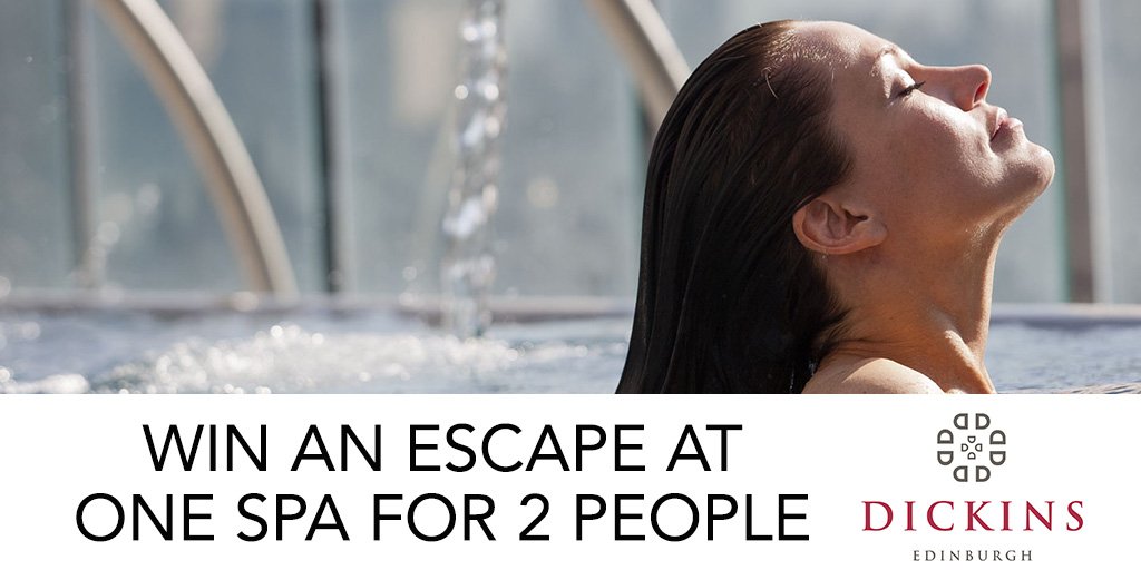 DickinsEdin's tweet photo. It's the big one! Relax at @OneSpaEdinburgh with an Escape for TWO. *Valid until 30/6/16. Follow &amp; RT to Win! #spa https://t.co/Hf6OCg6uE4