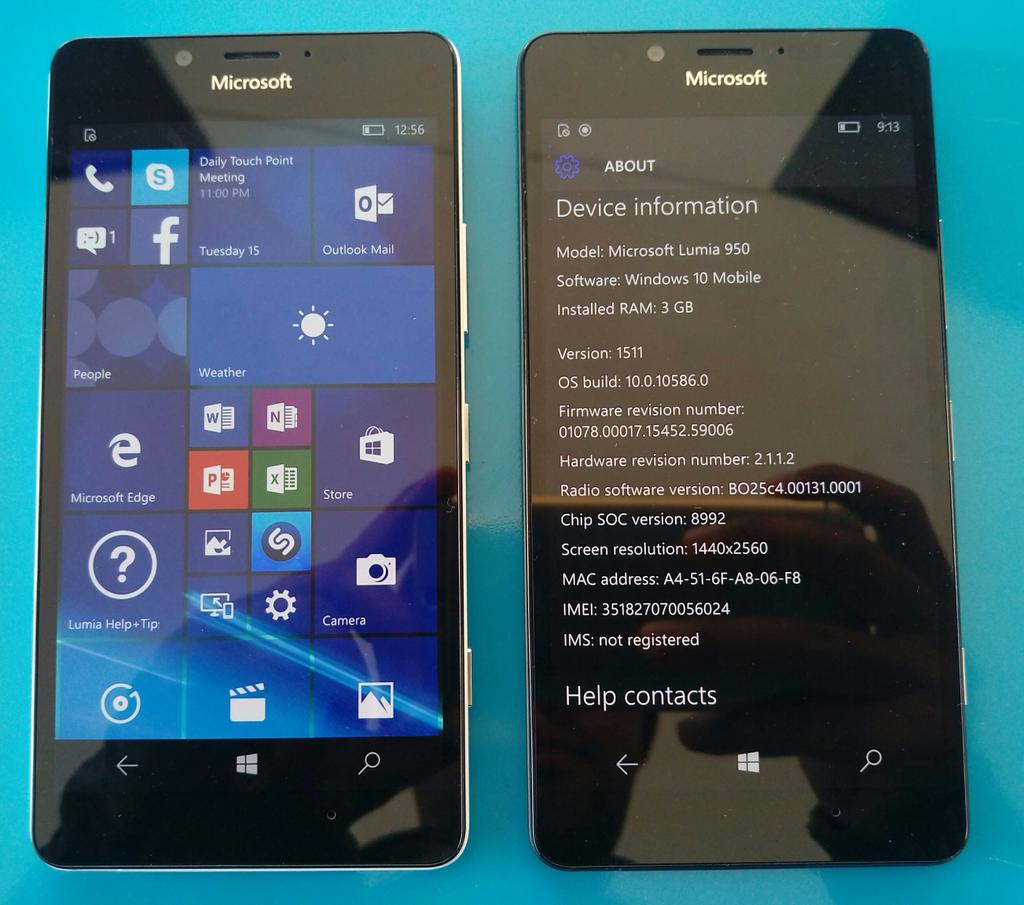 Microsoft Lumia 950 Features and Hardware Specs