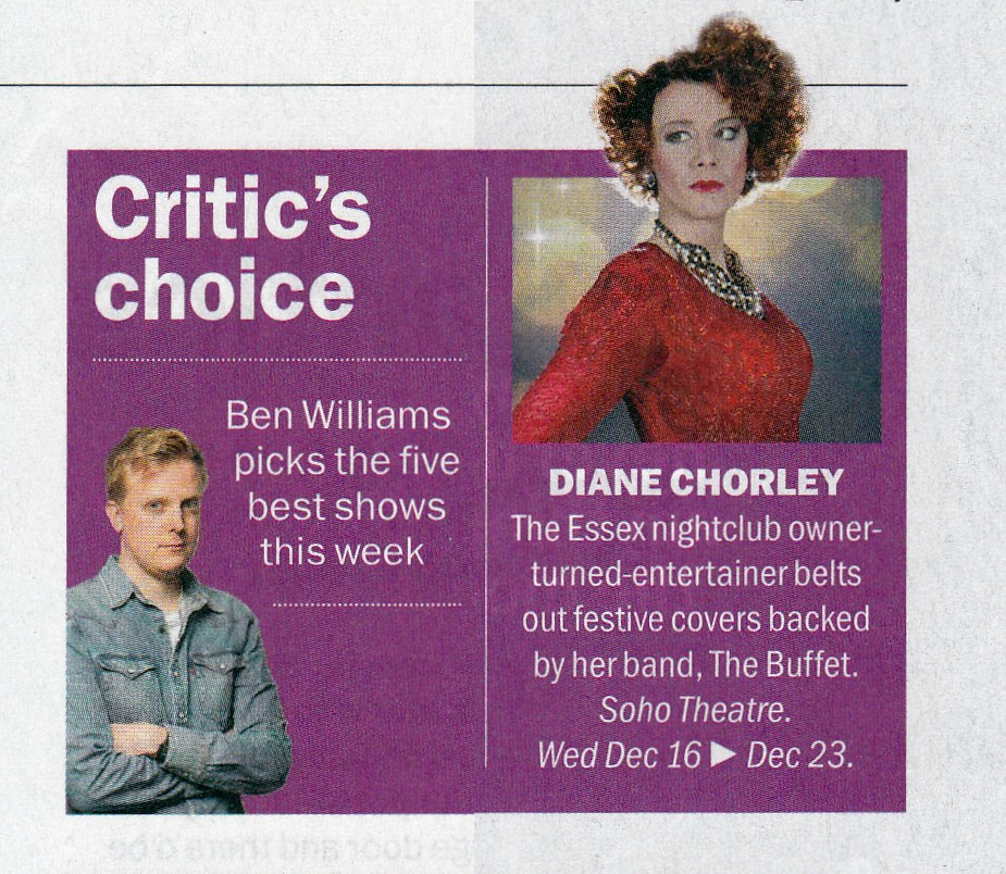 Show_And_Tell's tweet photo. Time Out Critic's Choice for @Diane_Chorley's Ding Dong Merrily Diane. Opening tomorrow - https://t.co/RwmuVn6gkP https://t.co/dkrocHFkNZ
