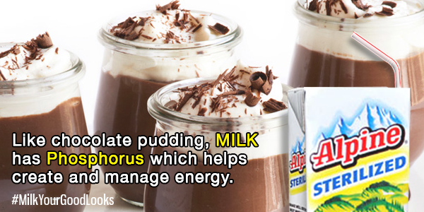 AlpineMilkPH's tweet photo. Alam nyo ba na ang chocolate pudding ay may Phosphorus, like milk? It helps energize you! #MilkYourGoodLooks https://t.co/Gemf9GB8oM