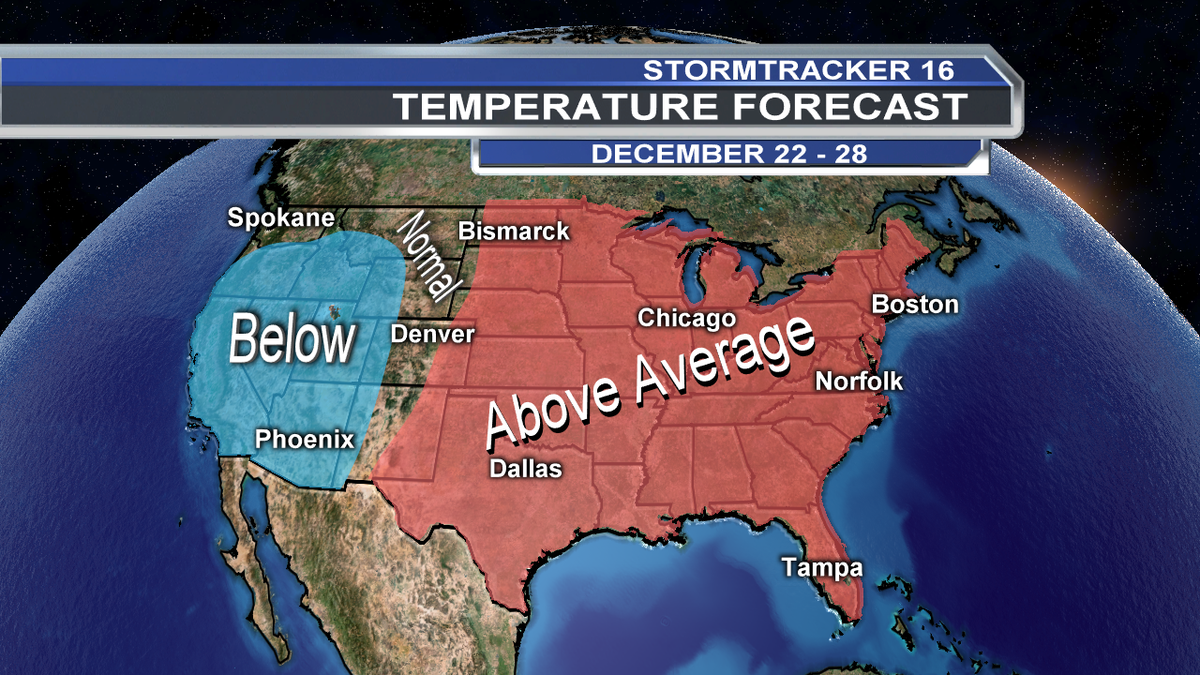 WNEPWeather's tweet photo. Above average temperatures persist into late Dec.;   average temps for Dec. 28 are a low of 21º and a high of 36º. https://t.co/pMucXsN1cL