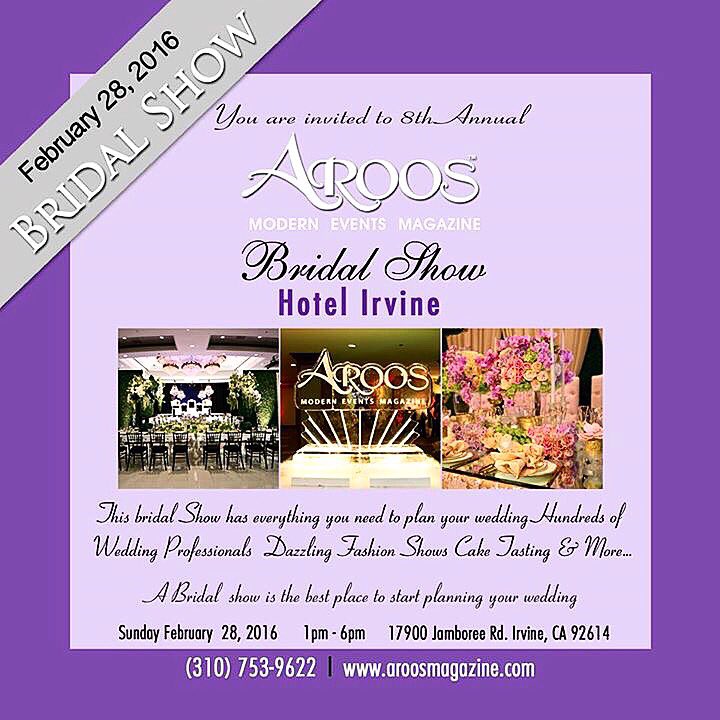 AroosMagazine's tweet photo. #aroosmagazine #bridalshow #weddingexpo#fashionshow  February 28th,2016
#hotelirvine  310.753.9622 https://t.co/gbKJLfs0ZK