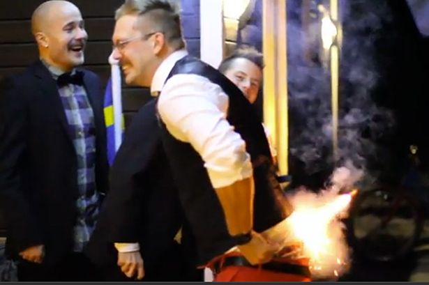 Don't try this. Man's attempt to shoot firework out of his BUM backfires. Video goo.gl/DoaIqS
